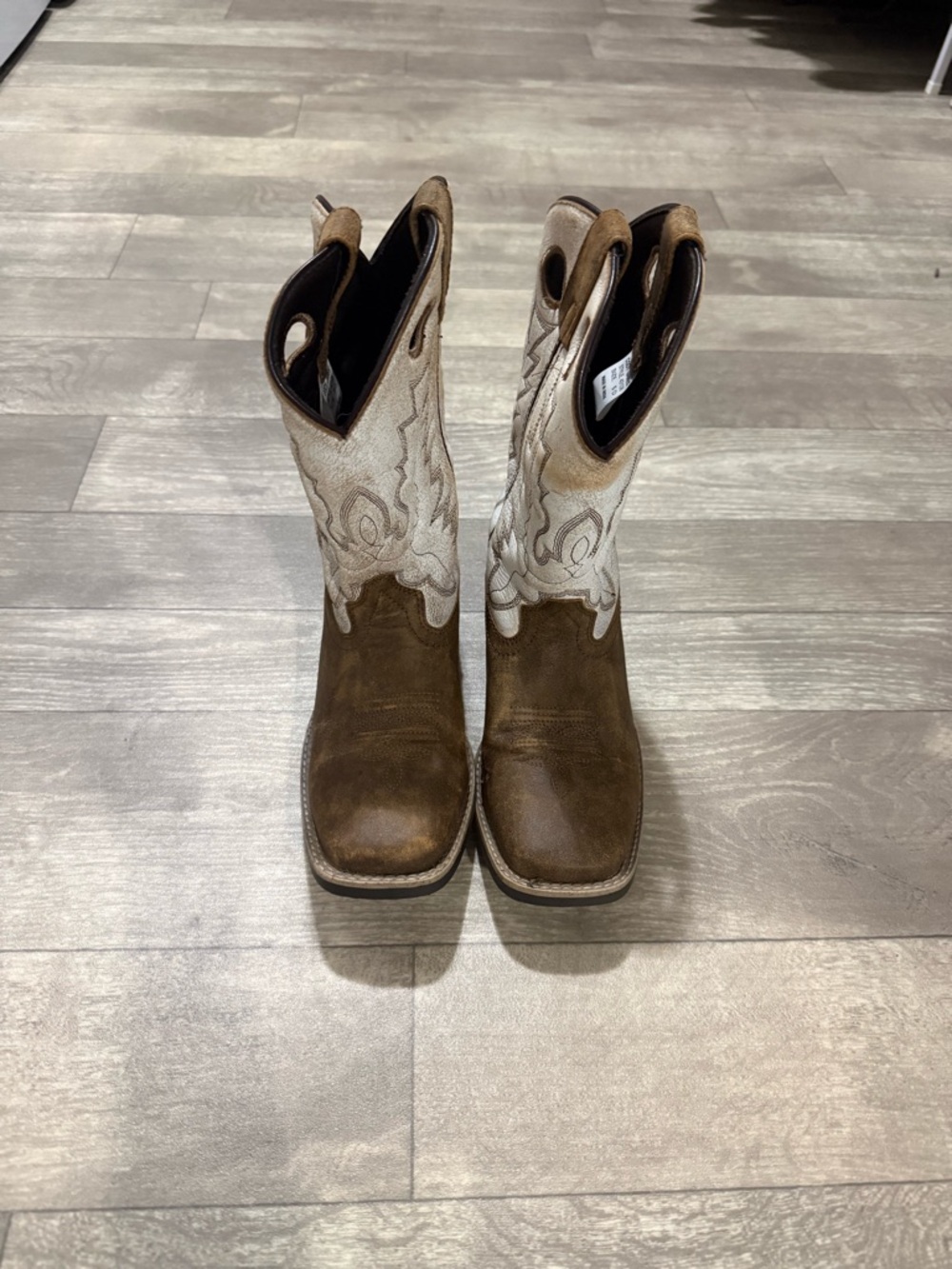 Women's Two-Tone Brown and Cream Western Boots